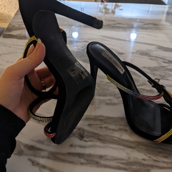 Steve Madden Festive Multi Rainbow Strappy Heels - Picture 8 of 11
